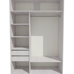 Шкаф-купе 1300 серии SILVER S1+S1+B2+PL2 (2 ящика+1 штанга+1 полка) профиль «Серебро» в Карталах - kartaly.mebel24.online | фото 2