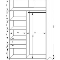 Шкаф-купе 1400 серии SOFT D1+D3+B2+PL1 (2 ящика+1штанга) профиль «Графит» в Карталах - kartaly.mebel24.online | фото 3