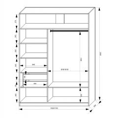 Шкаф-купе 1500 серии NEW CLASSIC K2+K2+B2+PL2(2 ящика+1 штанга+1 полка) профиль «Капучино» в Карталах - kartaly.mebel24.online | фото 3