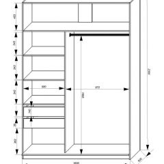 Шкаф-купе 1600 серии SOFT D1+D3+B2+PL1 (2 ящика+1штанга) профиль «Графит» в Карталах - kartaly.mebel24.online | фото 4