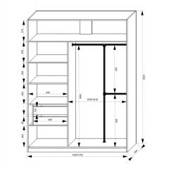 Шкаф-купе 1700 серии NEW CLASSIC K4+K4+B2+PL4 (2 ящика+F обр. штанга) профиль «Капучино» в Карталах - kartaly.mebel24.online | фото 3