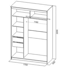 Шкаф-купе №19 Серия 3 Инфинити с зеркалами (1700) Ясень Анкор светлый в Карталах - kartaly.mebel24.online | фото 6