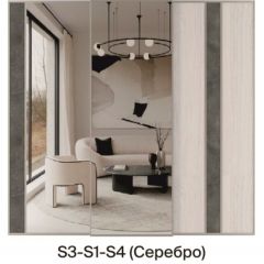 Шкаф-купе 1950 серии SILVER S5+S1+S5 B22+PL2 (по 2 ящика лев/прав+1 штанга+1 полка) профиль «Серебро» в Карталах - kartaly.mebel24.online | фото 8