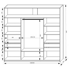 Шкаф-купе 2100 серии SOFT D2+D7+D3+B22+PL2 (по 2 ящика лев/прав+1штанга+1полка) профиль «Графит» в Карталах - kartaly.mebel24.online | фото 3