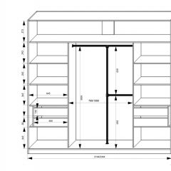 Шкаф-купе 2150 серии NEW CLASSIC K4+K4+K4+B22+PL4(по 2 ящика лев/прав+F обр.штанга) профиль «Капучино» в Карталах - kartaly.mebel24.online | фото 3