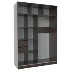 Шкаф-купе ПШ-2.9 1500 Фасад ВСТАВКА МДФ | СТЕКЛО (Венге/Стекло черное) в Карталах - kartaly.mebel24.online | фото 2