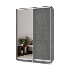 РОЛАНД Шкаф-купе зеркалом Камень темный (600*1500) Р652 в Карталах - kartaly.mebel24.online | фото