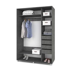 РОЛАНД Шкаф-купе зеркалом Камень темный (600*1500) Р652 в Карталах - kartaly.mebel24.online | фото 4