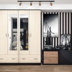Шкаф Ронда ШК-4 с зеркалом (венге/беленый дуб) в Карталах - kartaly.mebel24.online | фото 3