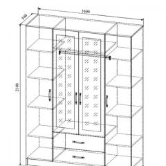СОФИ СШК1600.1Шкаф 4-х ств с2мя зерк, 2 ящиками в Карталах - kartaly.mebel24.online | фото 2