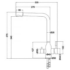 Смеситель д/кухни MELANA-F610304 Stello нерж.сталь, с переключателем на фильтр, однорычажный, сатин в Карталах - kartaly.mebel24.online | фото 4