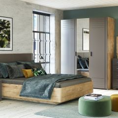 Спальня Livorno Модульная (Софт Графит/Дуб Бунратти) в Карталах - kartaly.mebel24.online | фото 3