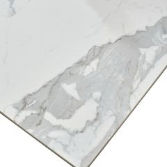 Стол CREMONA 140 HIGH GLOSS STATUARIO Белый мрамор глянцевый, керамика/ белый каркас, ®DISAUR в Карталах - kartaly.mebel24.online | фото 5