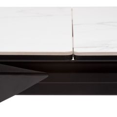 Стол CREMONA 140 HIGH GLOSS STATUARIO Белый мрамор глянцевый, керамика/ черный каркас, ®DISAUR в Карталах - kartaly.mebel24.online | фото 6