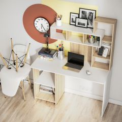 Стол компьютерный Олимп (дуб сонома/белый) в Карталах - kartaly.mebel24.online | фото 2