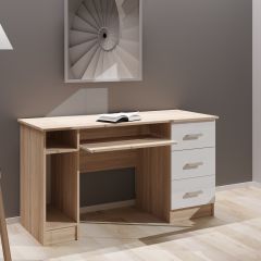 Стол компьютерный ПКС-4 Дуб сонома/Белый глянец в Карталах - kartaly.mebel24.online | фото