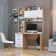 Стол компьютерный ПКС-5 Дуб сонома/Белый глянец в Карталах - kartaly.mebel24.online | фото