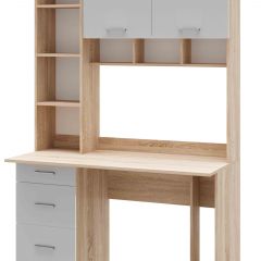 Стол компьютерный ПКС-5 Дуб сонома/Белый глянец в Карталах - kartaly.mebel24.online | фото 2