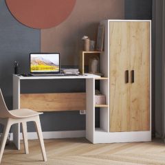 Стол компьютерный СКМ-1 ЛДСП Белый/Дуб крафт золотой в Карталах - kartaly.mebel24.online | фото
