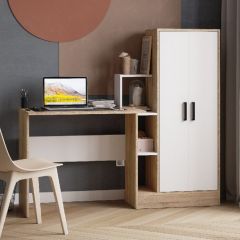 Стол компьютерный СКМ-1 ЛДСП Белый/Дуб сонома в Карталах - kartaly.mebel24.online | фото