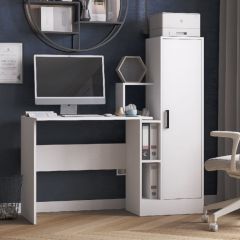 Стол компьютерный СКМ-2 ЛДСП Белый в Карталах - kartaly.mebel24.online | фото 1