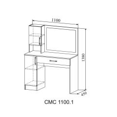 СОФИ Стол макияжный СМС 1100.1 с зеркалом (дуб сонома/белый) в Карталах - kartaly.mebel24.online | фото 2
