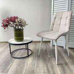 Стул CHIC HE622-01/ HE622-05 топленое молоко, ткань/ белый каркас М-City в Карталах - kartaly.mebel24.online | фото 4