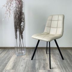 Стул CHILLI SQUARE HK017-02 серо-бежевый, PU/ черный каркас М-City в Карталах - kartaly.mebel24.online | фото 2