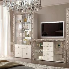 Витрина 2-ств. для посуды  Тиффани Premium слоновая кость/серебро (ТФВ3-2С(П) в Карталах - kartaly.mebel24.online | фото 2