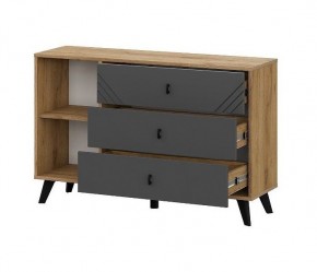 БАЙКАЛ Комод 3 ящика (со створкой) Графит/Дуб золотой в Карталах - kartaly.mebel24.online | фото 3