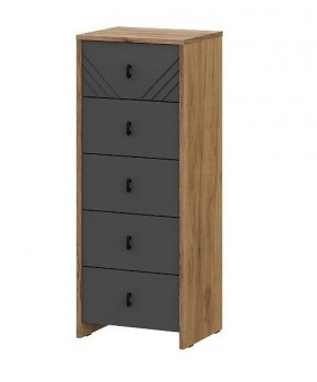 БАЙКАЛ Комод (5 ящиков) Графит/Дуб золотой в Карталах - kartaly.mebel24.online | фото 1