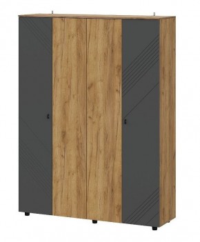 БАЙКАЛ Шкаф четырехстворчатый (Графит/Дуб золотой) в Карталах - kartaly.mebel24.online | фото 1