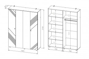 БАЙКАЛ Шкаф четырехстворчатый (Графит/Дуб золотой) в Карталах - kartaly.mebel24.online | фото 3