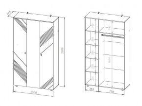 БАЙКАЛ Шкаф трехстворчатый (Графит/Дуб золотой) в Карталах - kartaly.mebel24.online | фото 3