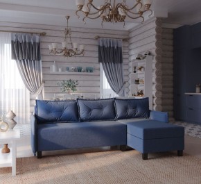 Диван-кровать угловой Киркас синий, ткань рогожка в Карталах - kartaly.mebel24.online | фото 2