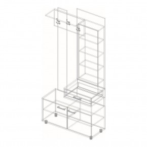 ГРАФ Вешалка с зеркалом ПРАВОЕ исполнение (темно серый) в Карталах - kartaly.mebel24.online | фото 2