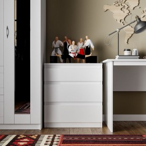 Комод КАСТОР с тремя ящиками, цвет белый в Карталах - kartaly.mebel24.online | фото 3