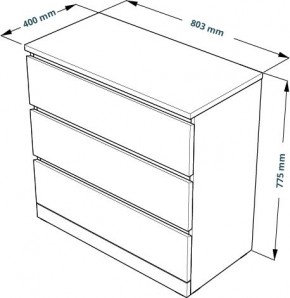 Комод Варма 3 с тремя выдвижными ящиками, цвет белый в Карталах - kartaly.mebel24.online | фото 4