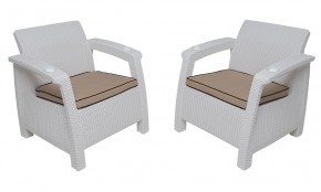 Комплект кресел Yalta Premium Double Seat (Ялта) белый (+подушки под спину) в Карталах - kartaly.mebel24.online | фото