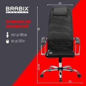 Кресло BRABIX PREMIUM "Ultimate EX-800" хром, плотная двойная сетка Х2, черное, 532911 в Карталах - kartaly.mebel24.online | фото 6