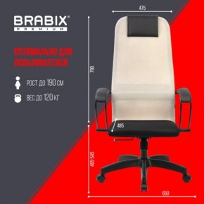 Кресло BRABIX PREMIUM "Ultimate EX-800" пластик, плотная двойная сетка Х2, черное/бежевое, 532916 в Карталах - kartaly.mebel24.online | фото 6