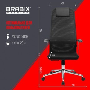 Кресло BRABIX PREMIUM "Ultimate EX-801" хром, плотная двойная сетка Х2, черное, 532917 в Карталах - kartaly.mebel24.online | фото 7