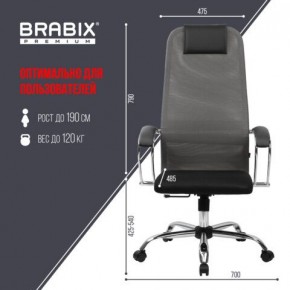 Кресло офисное BRABIX PREMIUM "Ultimate EX-800" хром, плотная двойная сетка Х2, черное/серое, 532912 в Карталах - kartaly.mebel24.online | фото 3
