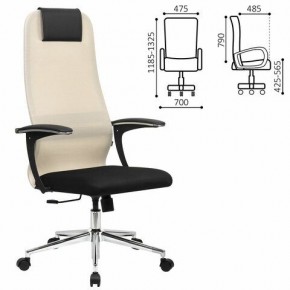Кресло офисное BRABIX PREMIUM "Ultimate EX-801" хром, плотная двойная сетка Х2, черное/бежевое, 532919 в Карталах - kartaly.mebel24.online | фото 1