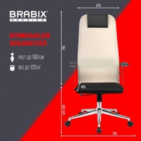 Кресло офисное BRABIX PREMIUM "Ultimate EX-801" хром, плотная двойная сетка Х2, черное/бежевое, 532919 в Карталах - kartaly.mebel24.online | фото 6