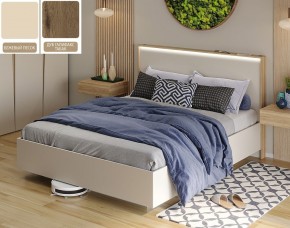 Кровать (Бежевый песок U156 ST9/Дуб Галифакс Табак) 1400 в Карталах - kartaly.mebel24.online | фото