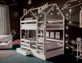 Кровать-домик двухъярусная 80*160 Белый в Карталах - kartaly.mebel24.online | фото