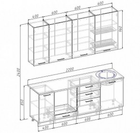 Кухонный гарнитур Антрацит 2200 (Стол. 38мм) в Карталах - kartaly.mebel24.online | фото 3
