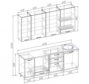 Кухонный гарнитур Графика 2200 (Стол. 38мм) в Карталах - kartaly.mebel24.online | фото 2