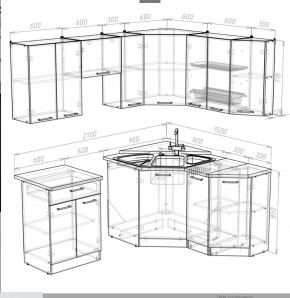 Кухонный гарнитур Ника мега оптима 2100*1500 в Карталах - kartaly.mebel24.online | фото 3